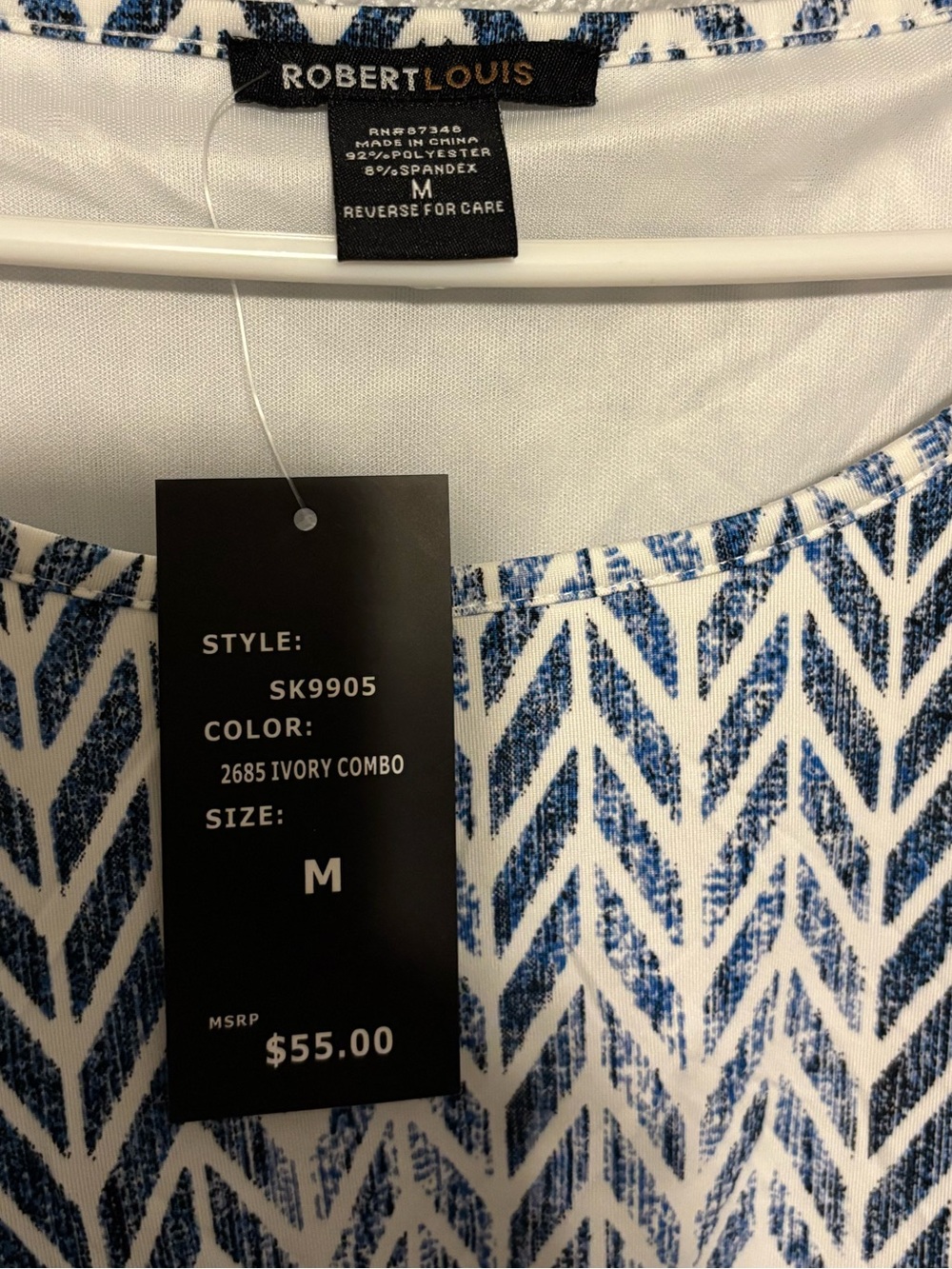 Robert Louis Navy and White Chevron-Print Dress - Picture 3 of 3
